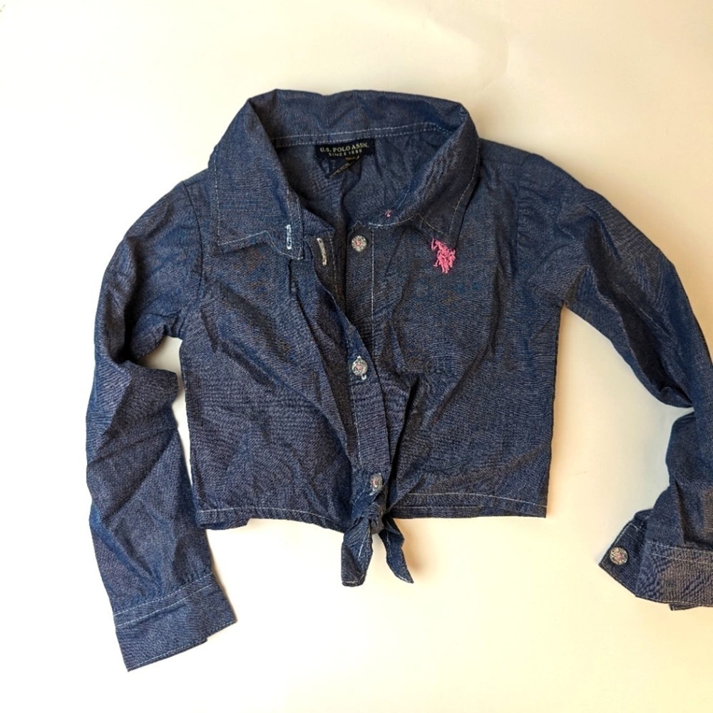 U.S. Polo Cropped Button Front Shirt / 4T